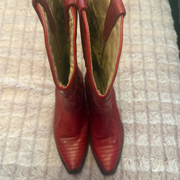 Red Western Real Exotic Leather Cowboy Boots! - Picture 5 of 14